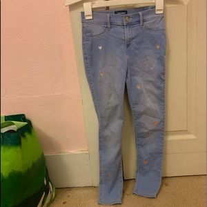 Cute Jeans with embroidered hearts